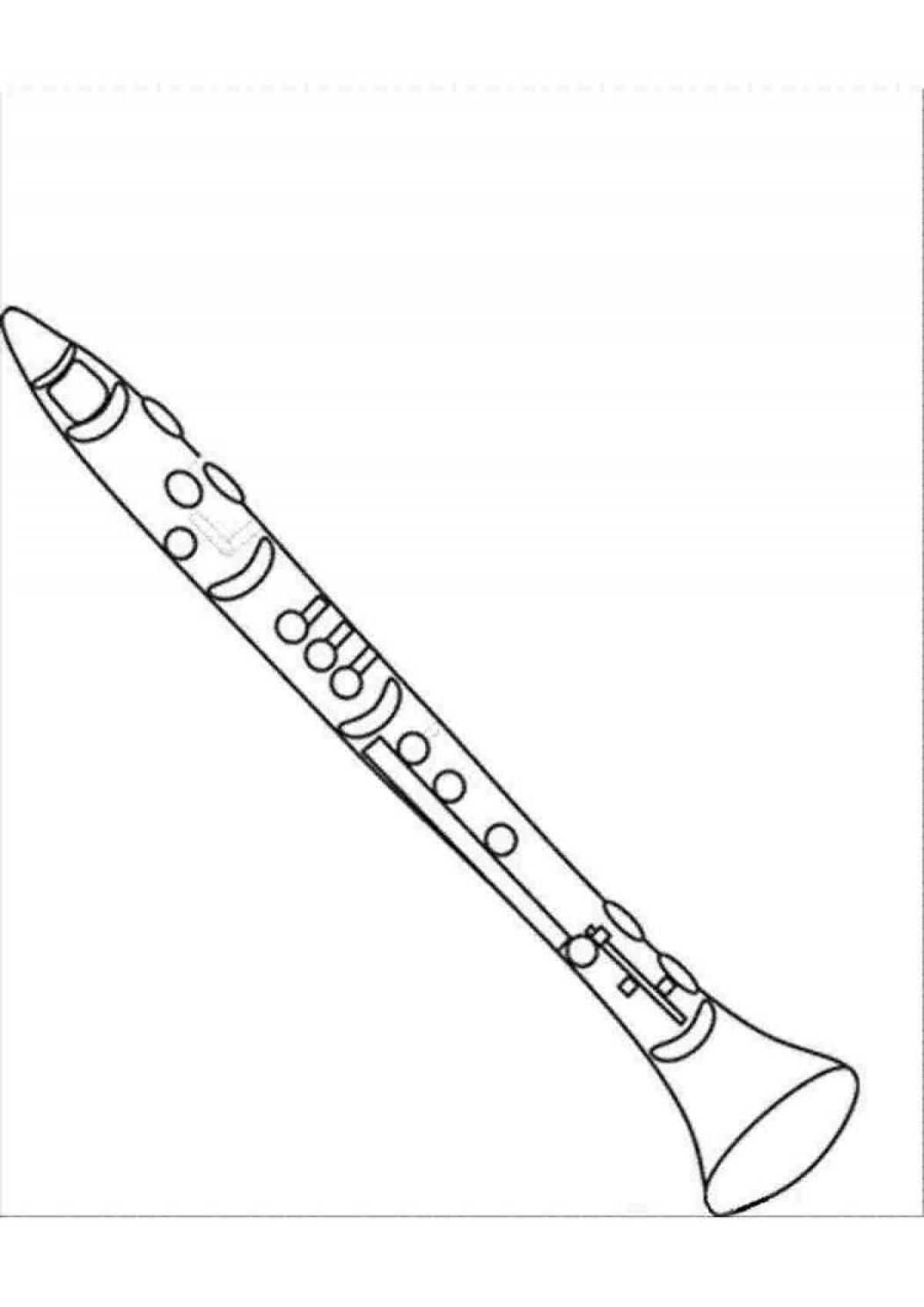Coloring book gorgeous flute musical instrument