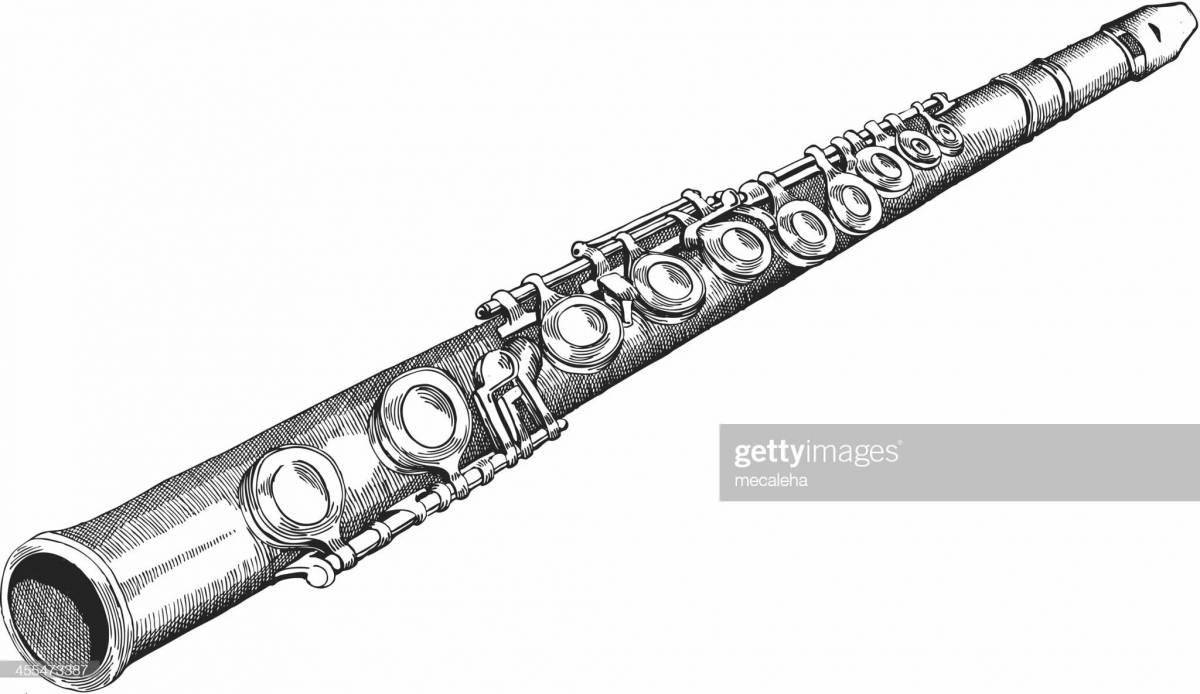 Adorable flute musical instrument coloring book