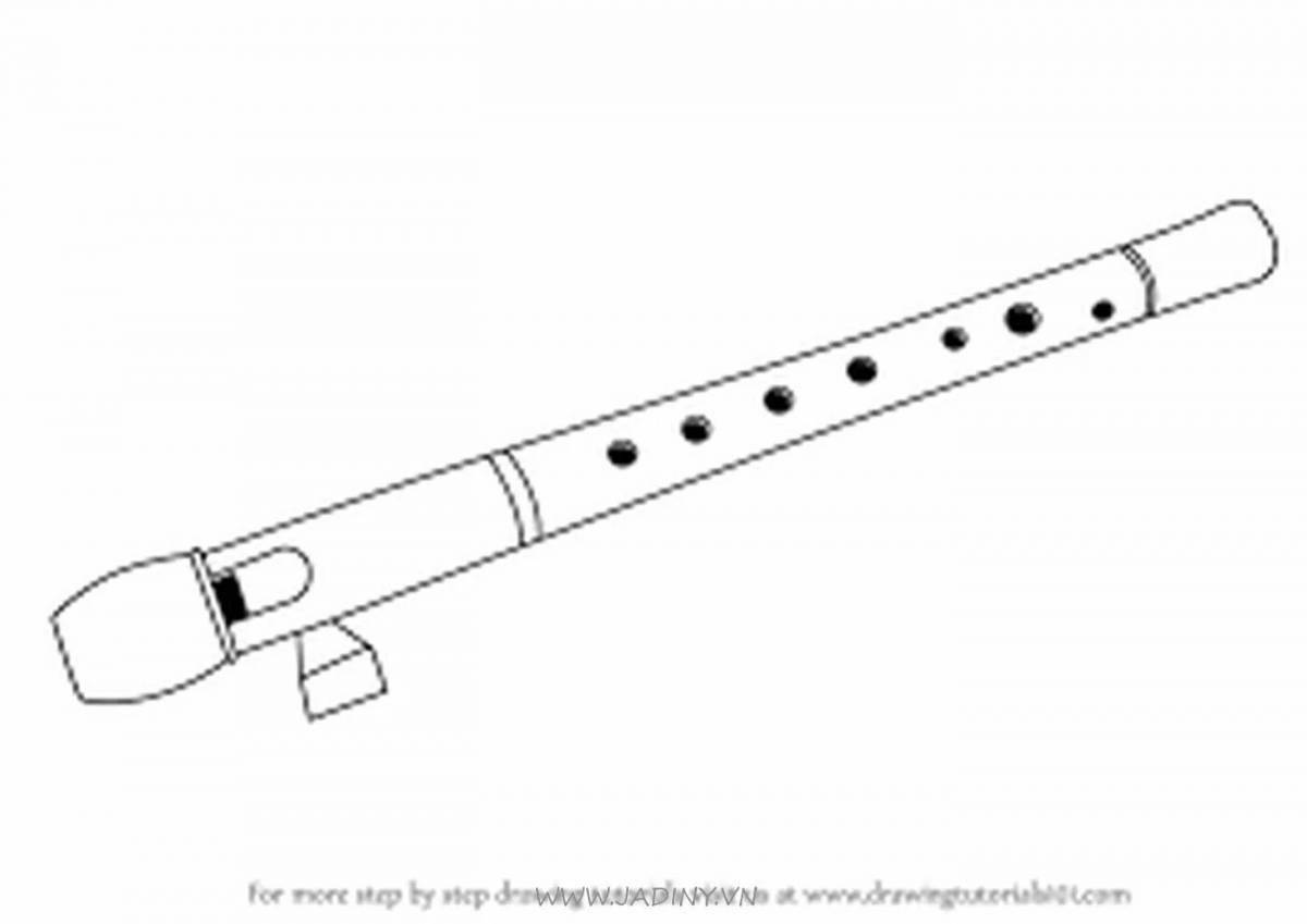 Lovely flute musical instrument coloring page
