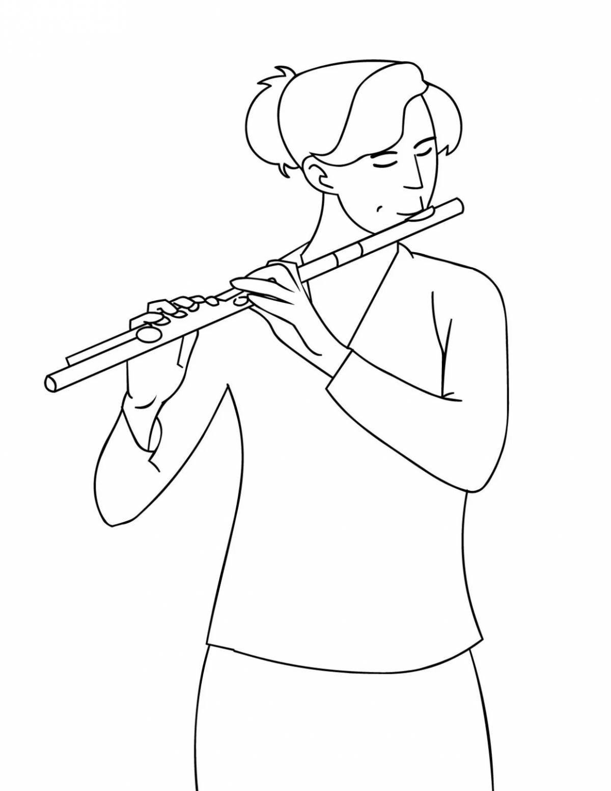Раскраска сказочный музыкальный инструмент флейта