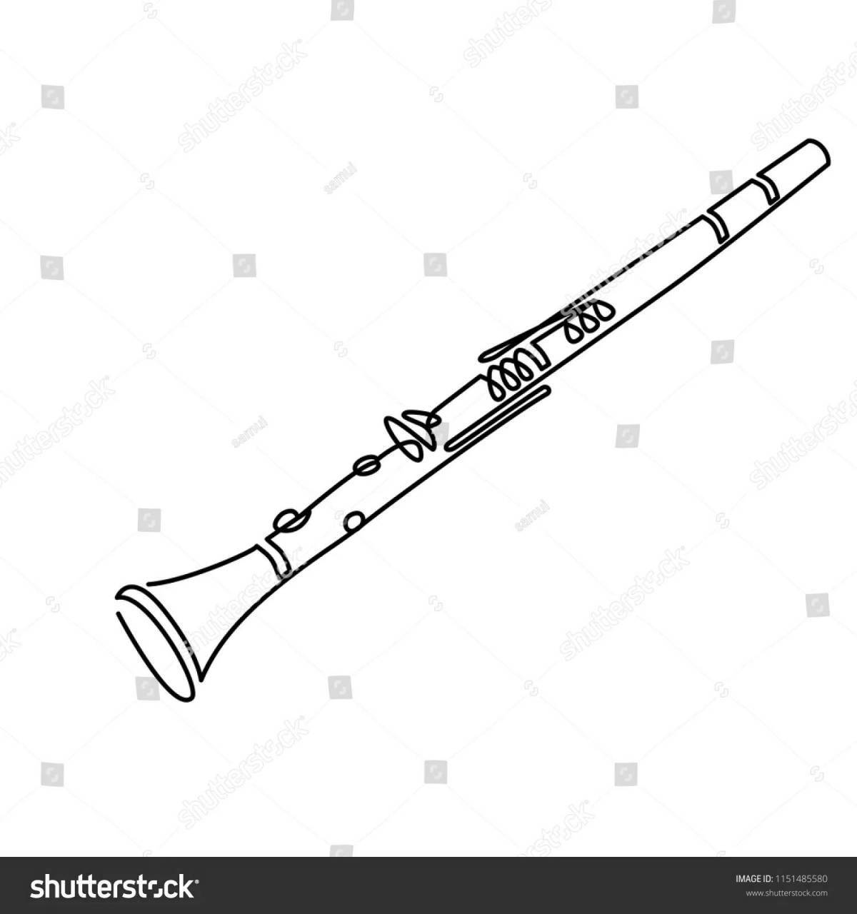 Coloring book elegant musical instrument flute