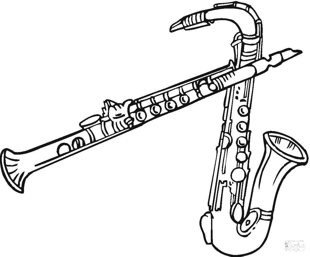 Раскраска игривый музыкальный инструмент флейта