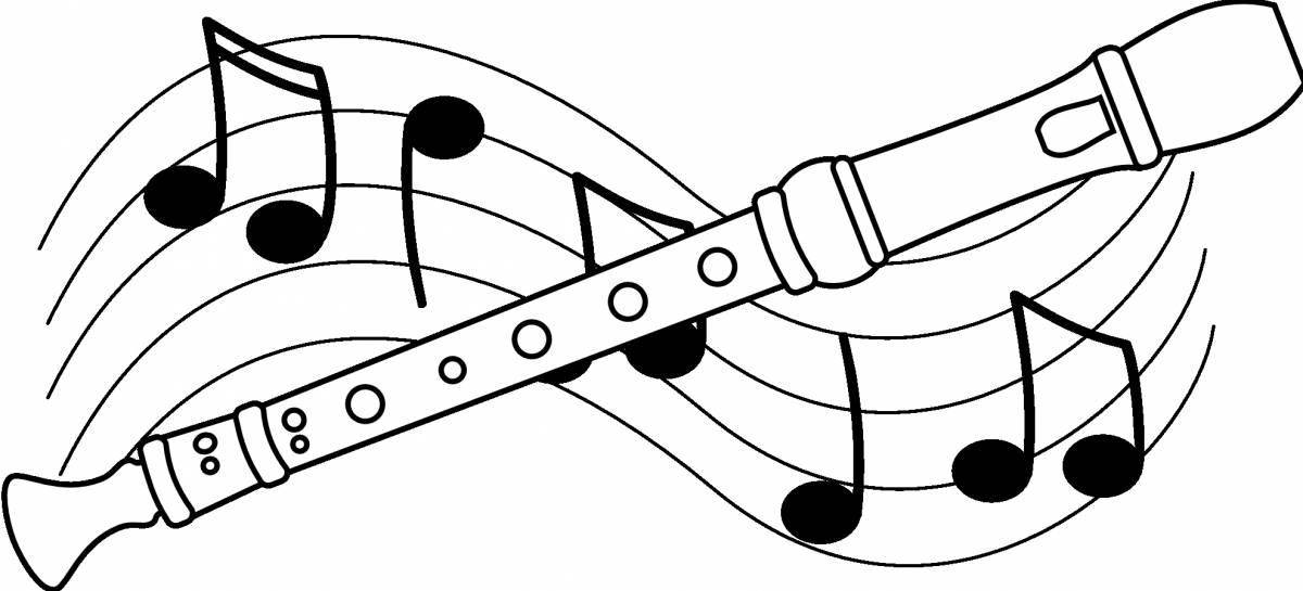 Освежающая страница раскраски музыкального инструмента флейта
