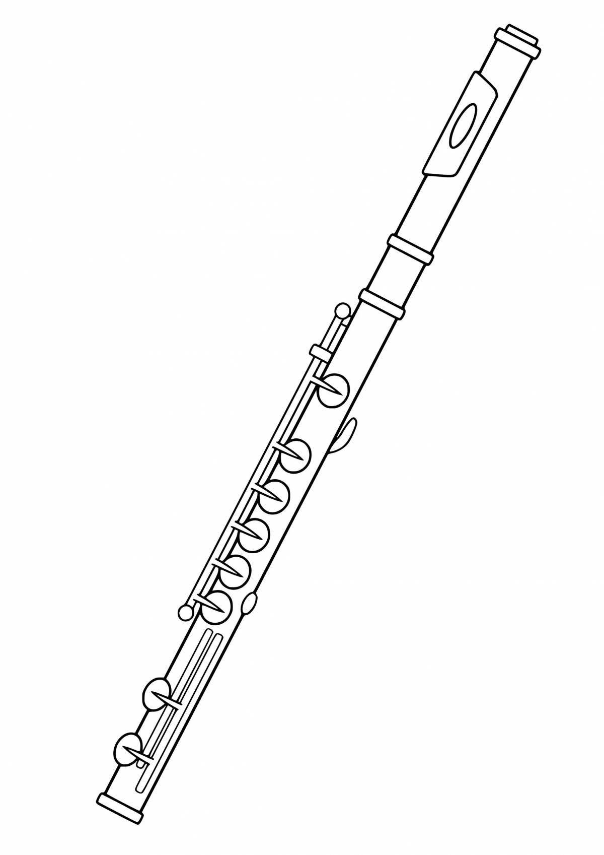 Coloring book cheerful musical instrument flute