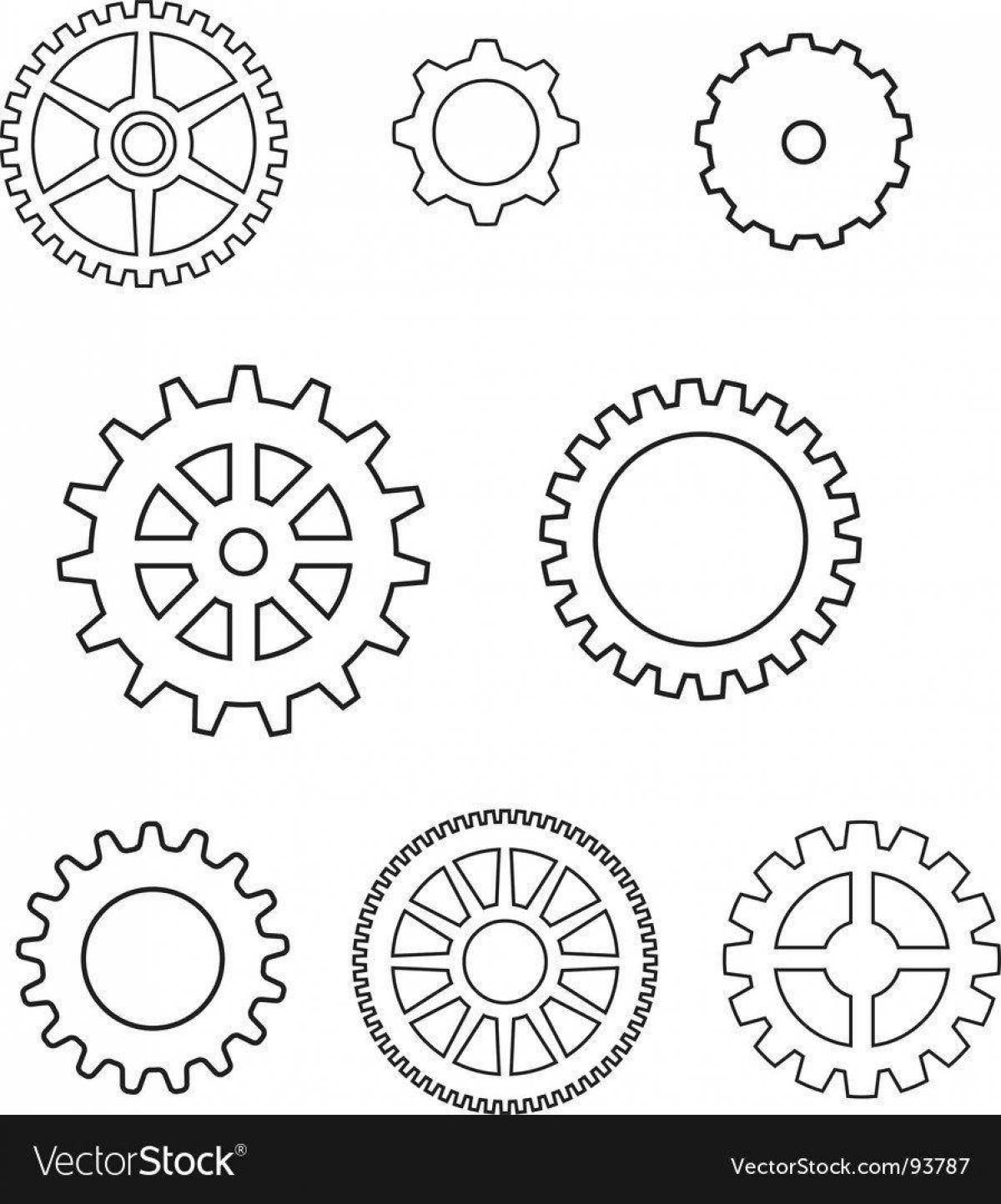 Colorful gears coloring page for kids