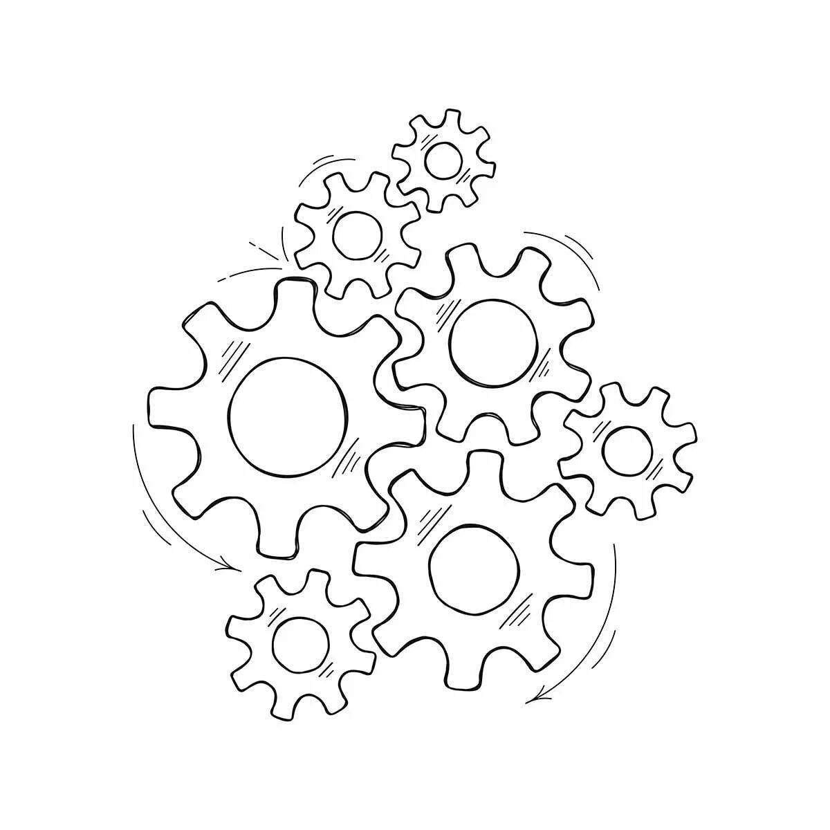 Detailed gears coloring page for kids