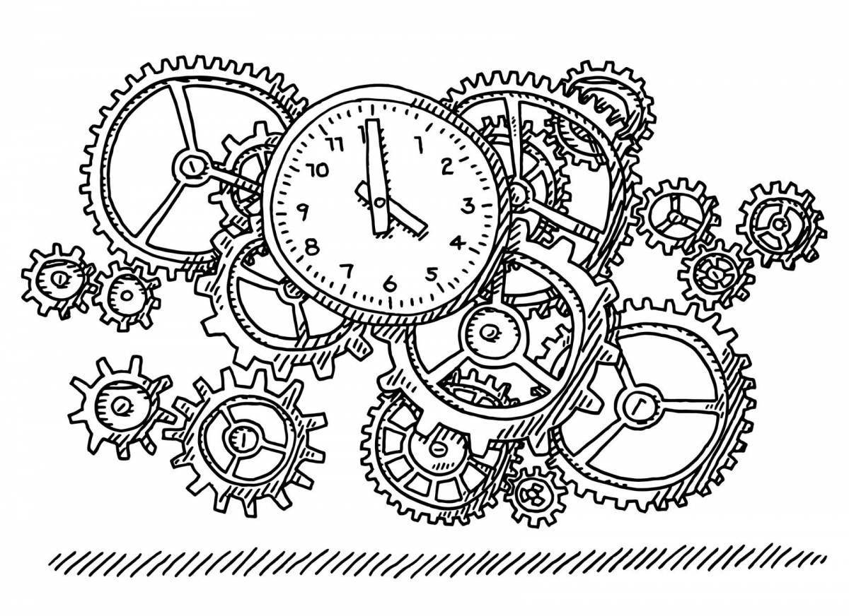 Coloring pages complex gears for kids