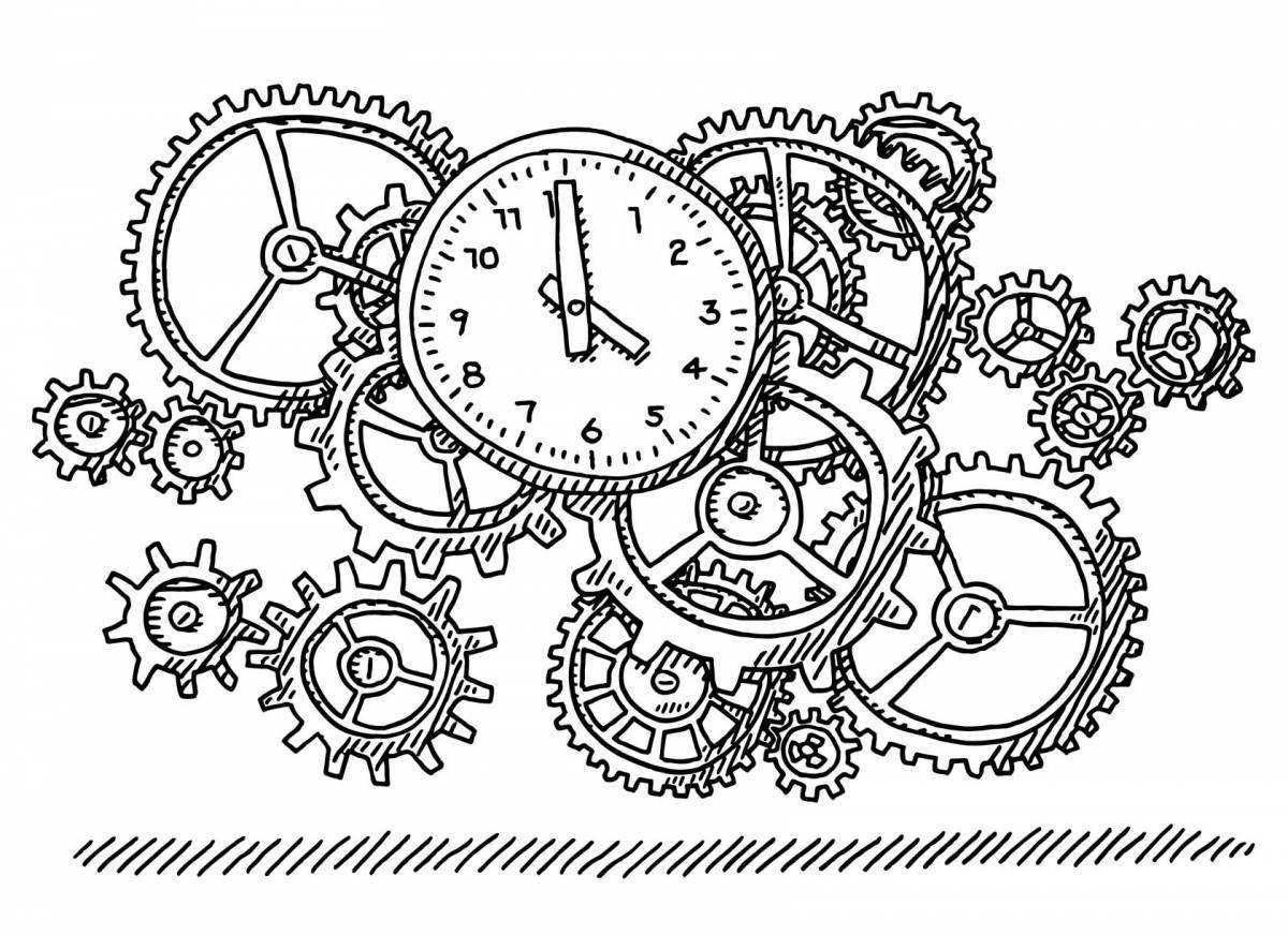 Coloring pages complex gears for kids