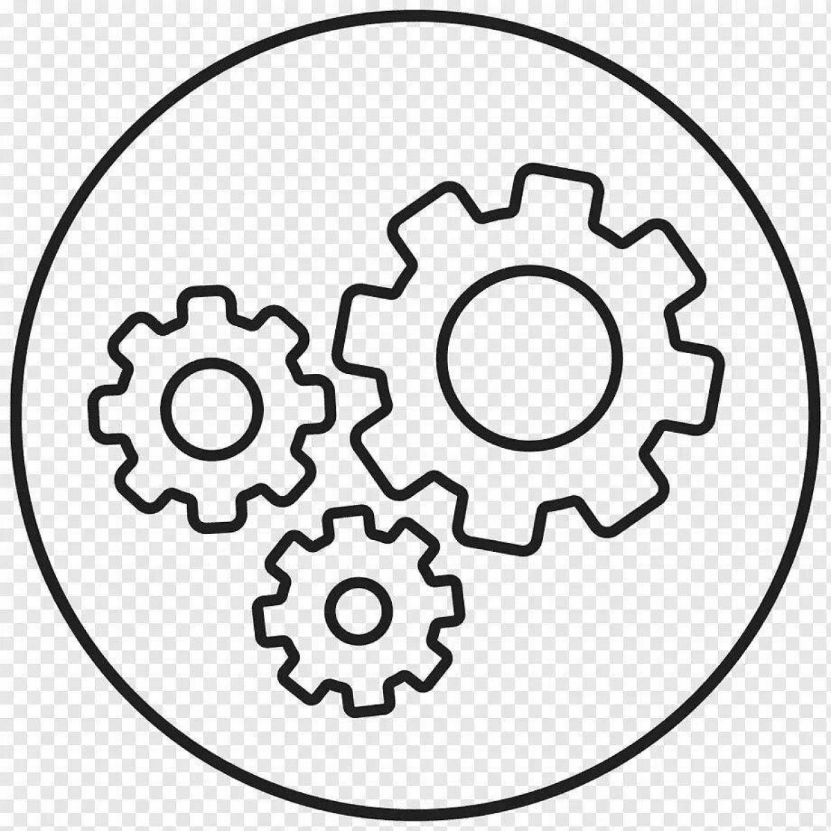 Colorful gears coloring for kids