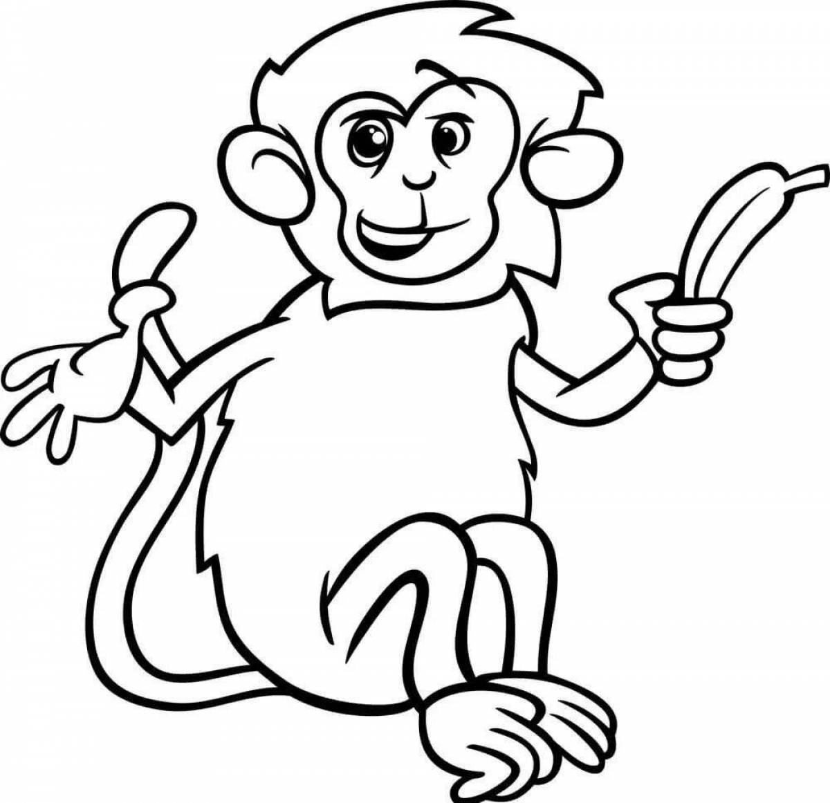 Раскраска обезьянка с бананом