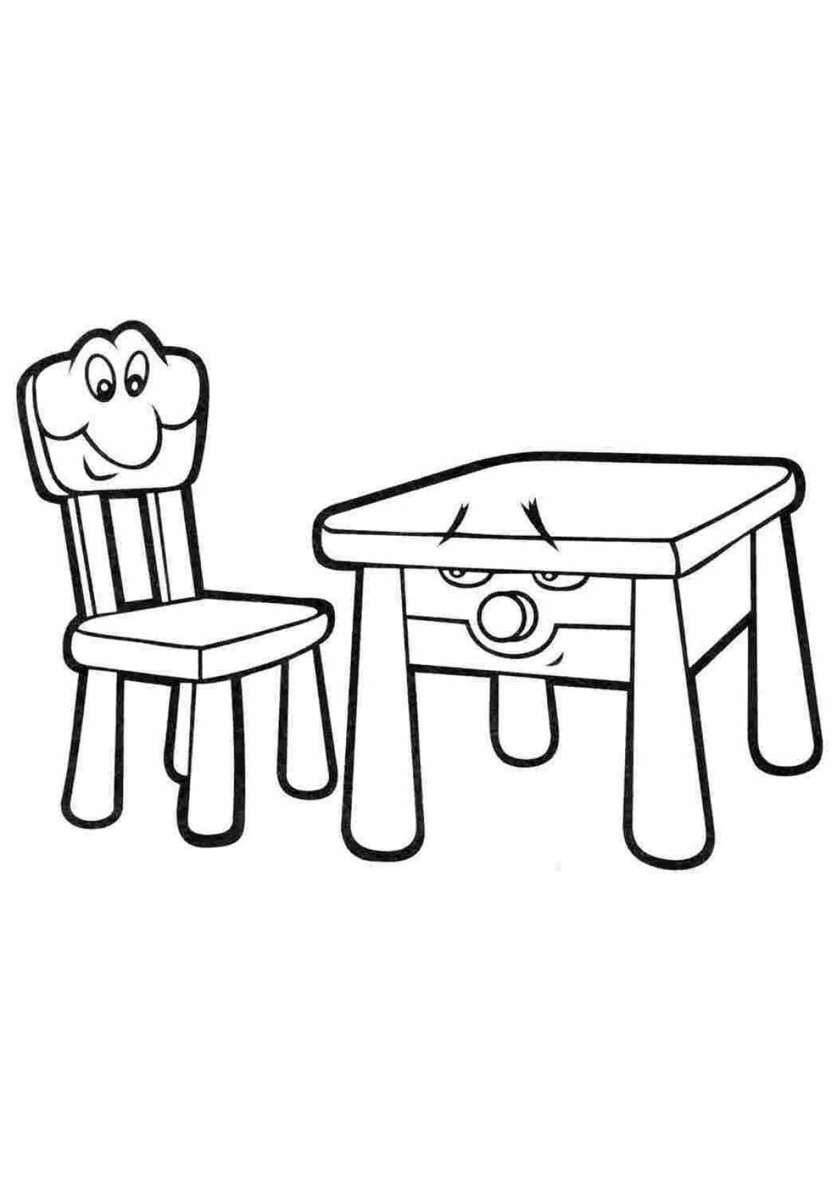 Стол и стул для детей трафарет