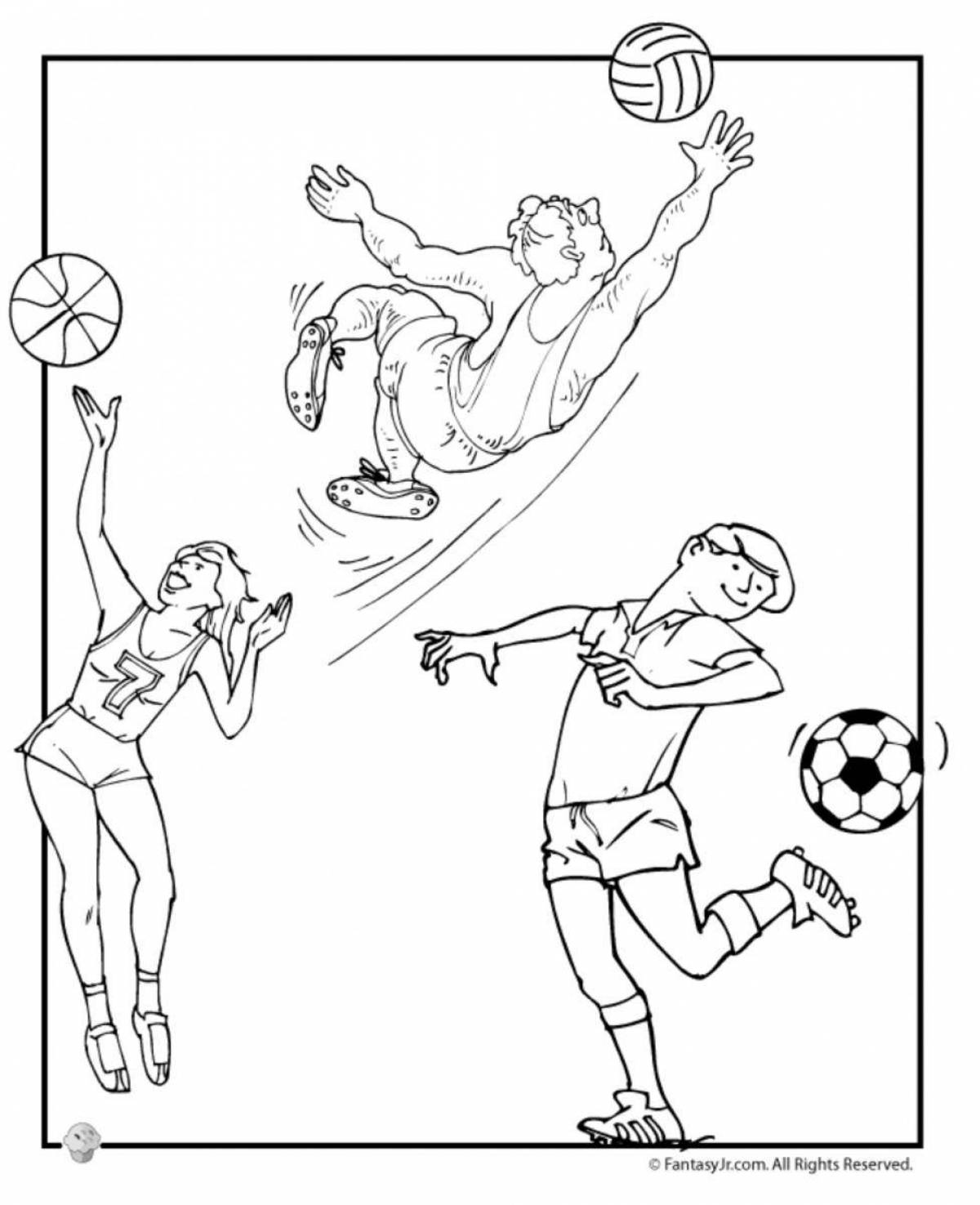 Раскраска для детей волейбол и баскетбол