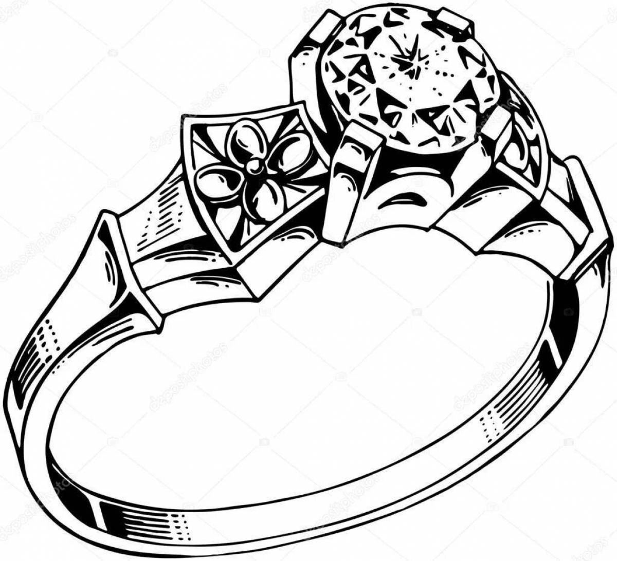 Раскраска кольцо с бриллиантом