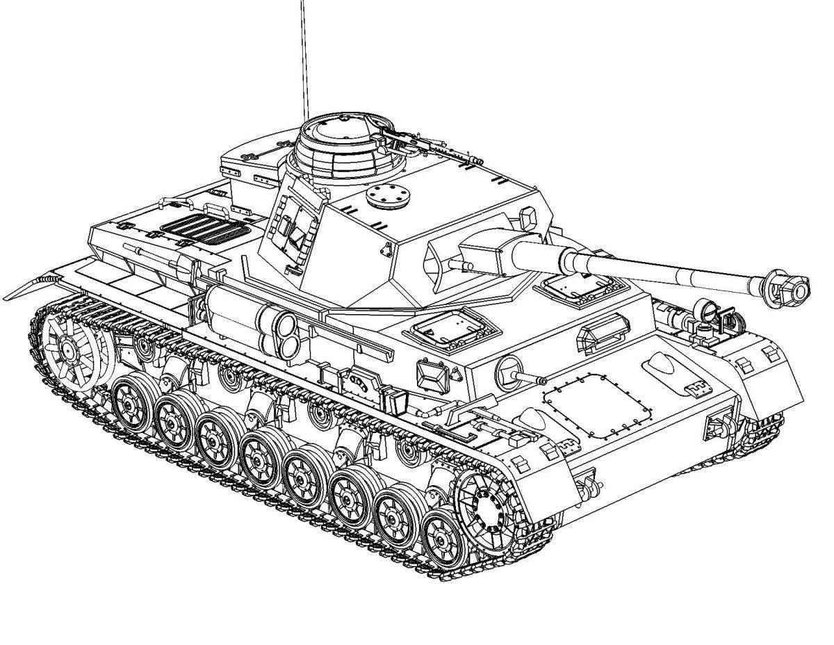 Раскраска танк величественный белый тигр