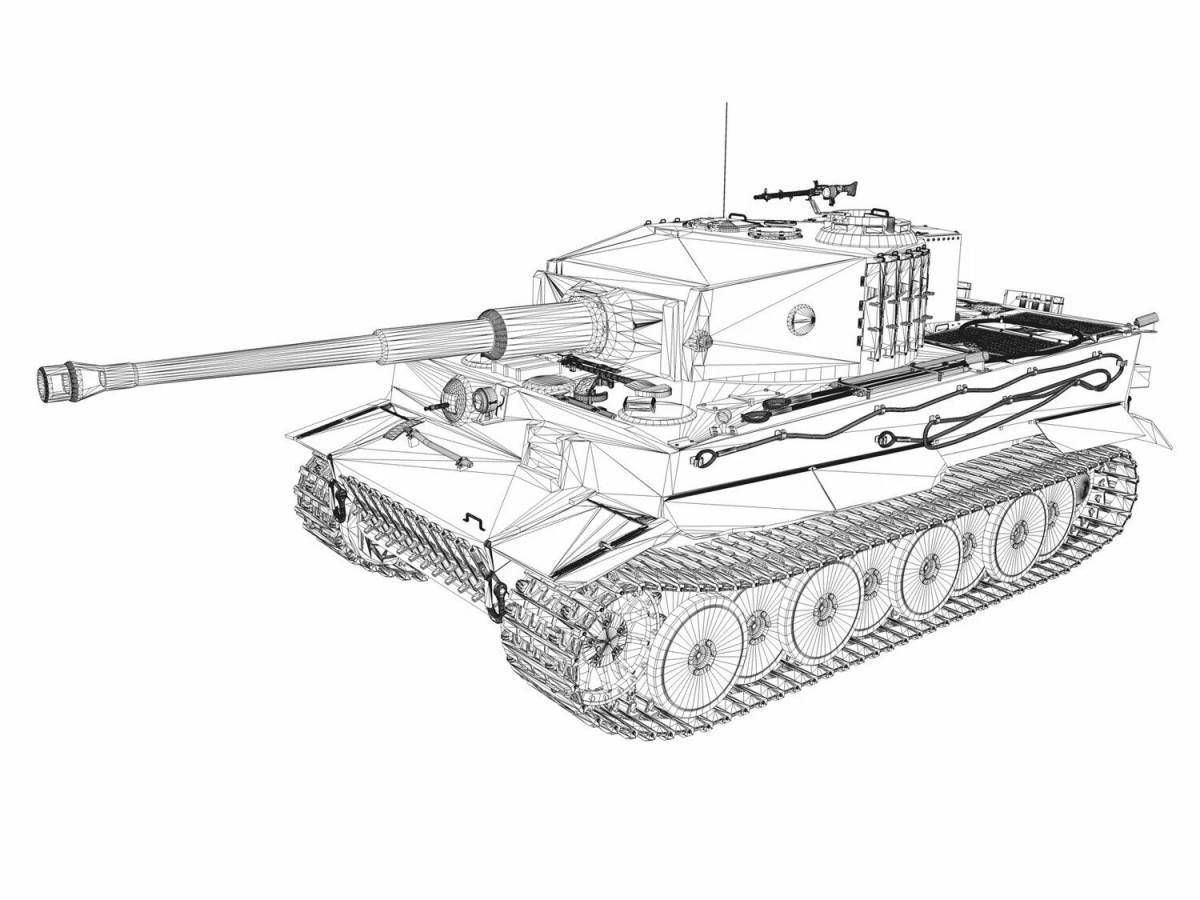 Раскраска блестящий белый танк тигр