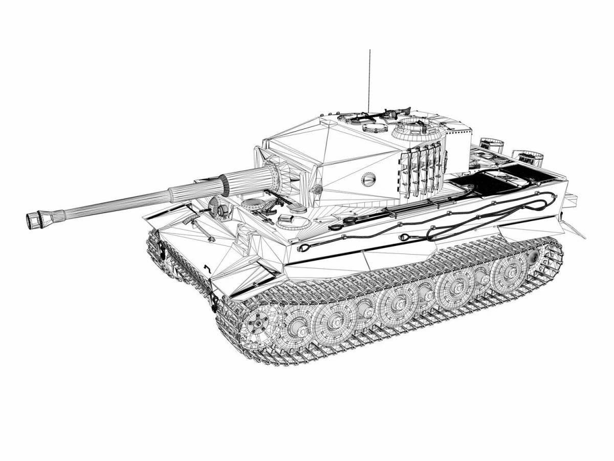 Замысловатая страница раскраски танка «белый тигр»
