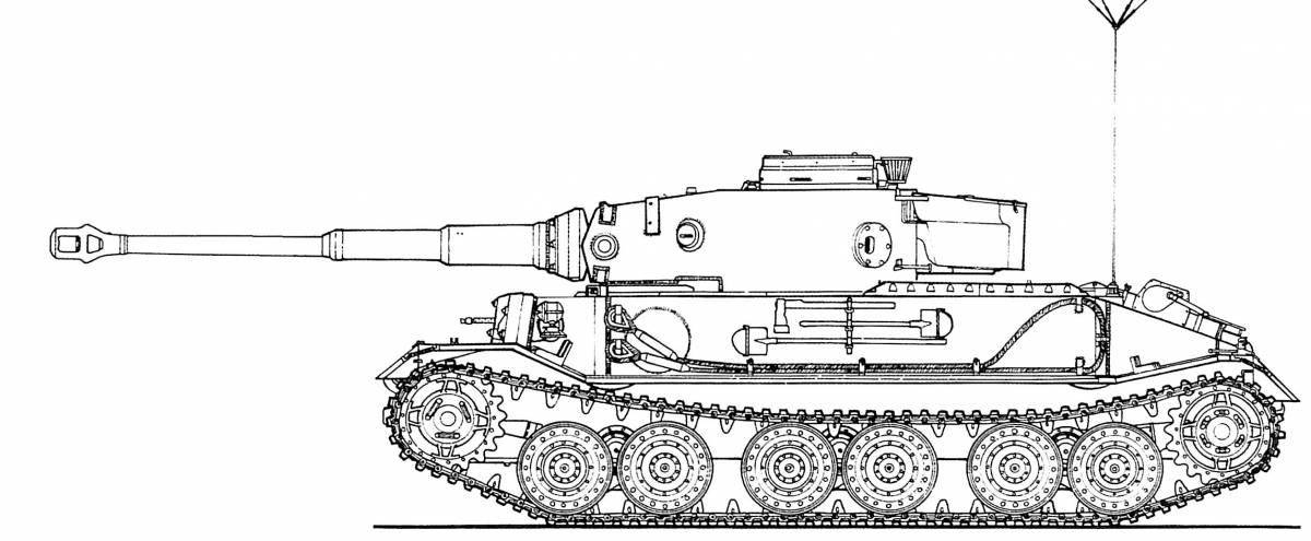Раскраска манящий белый танк «тигр»