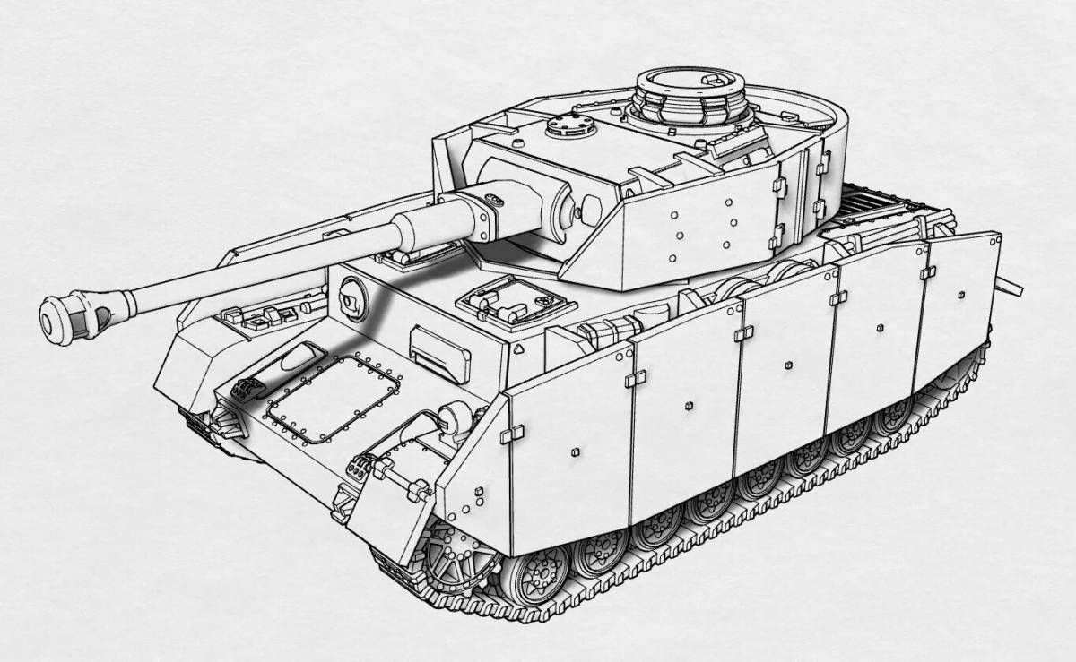 Adorable white tiger tank coloring page