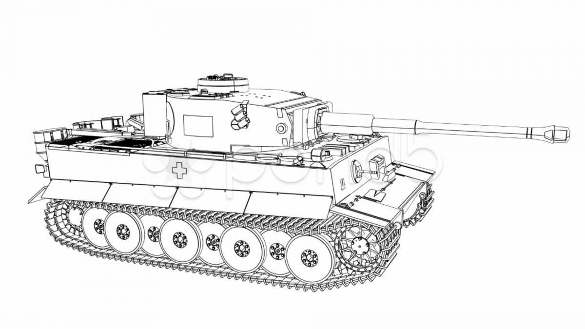 Раскраска танк «королевский белый тигр»