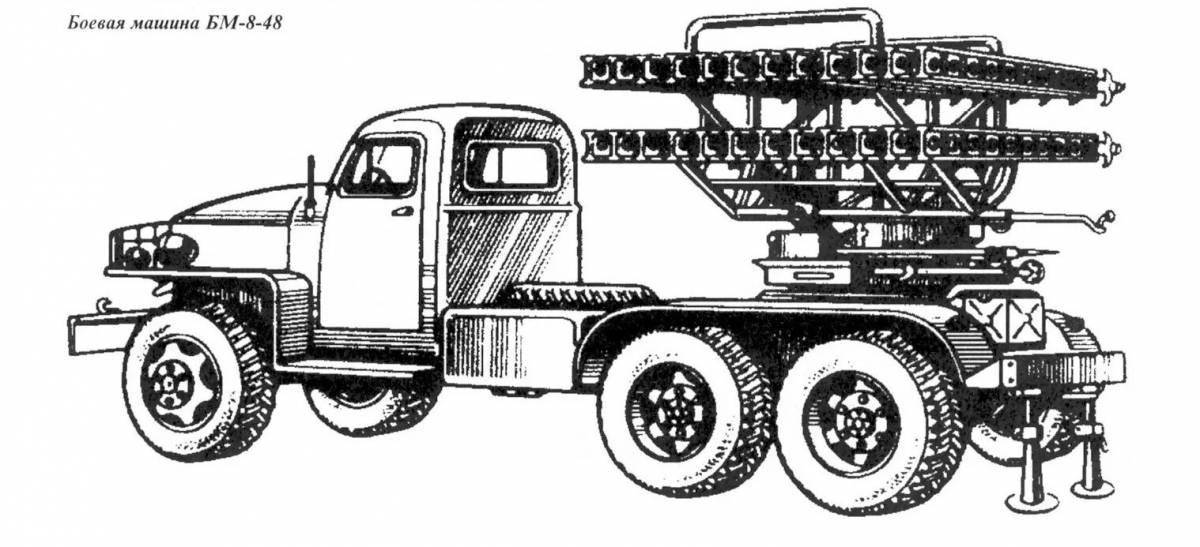 Coloring majestic war machine katyusha