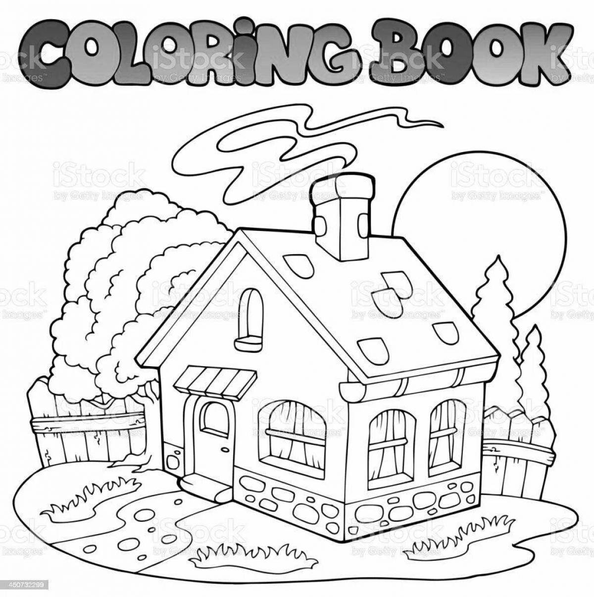 Coloring page of the magnificent house of a wealthy family