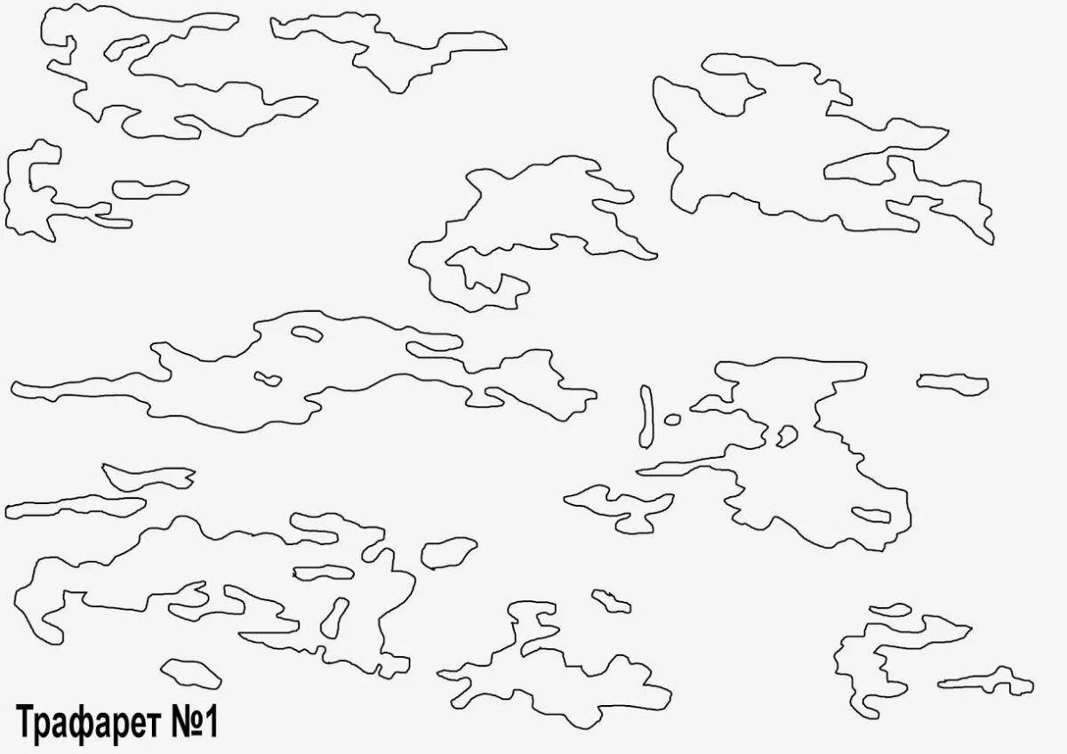 Coloring page with bright camouflage pattern