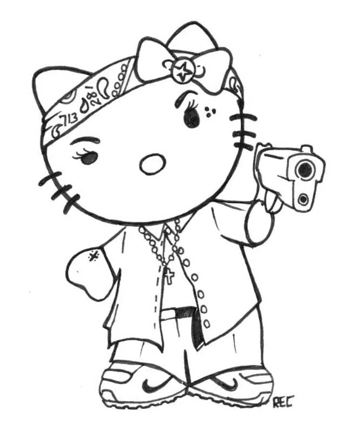 Coloring hello kitty dazzling punk