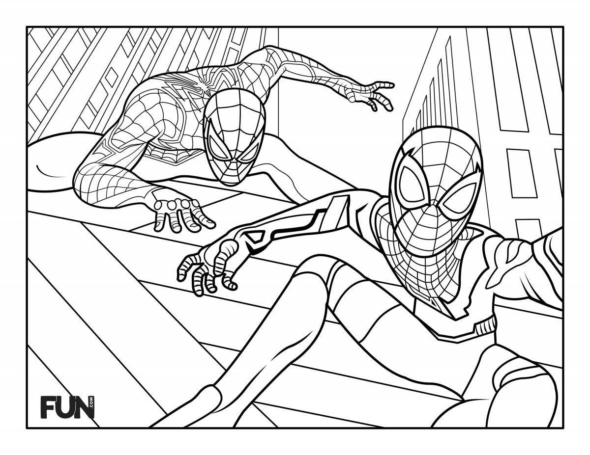 Luminescent spiderman zombie coloring page