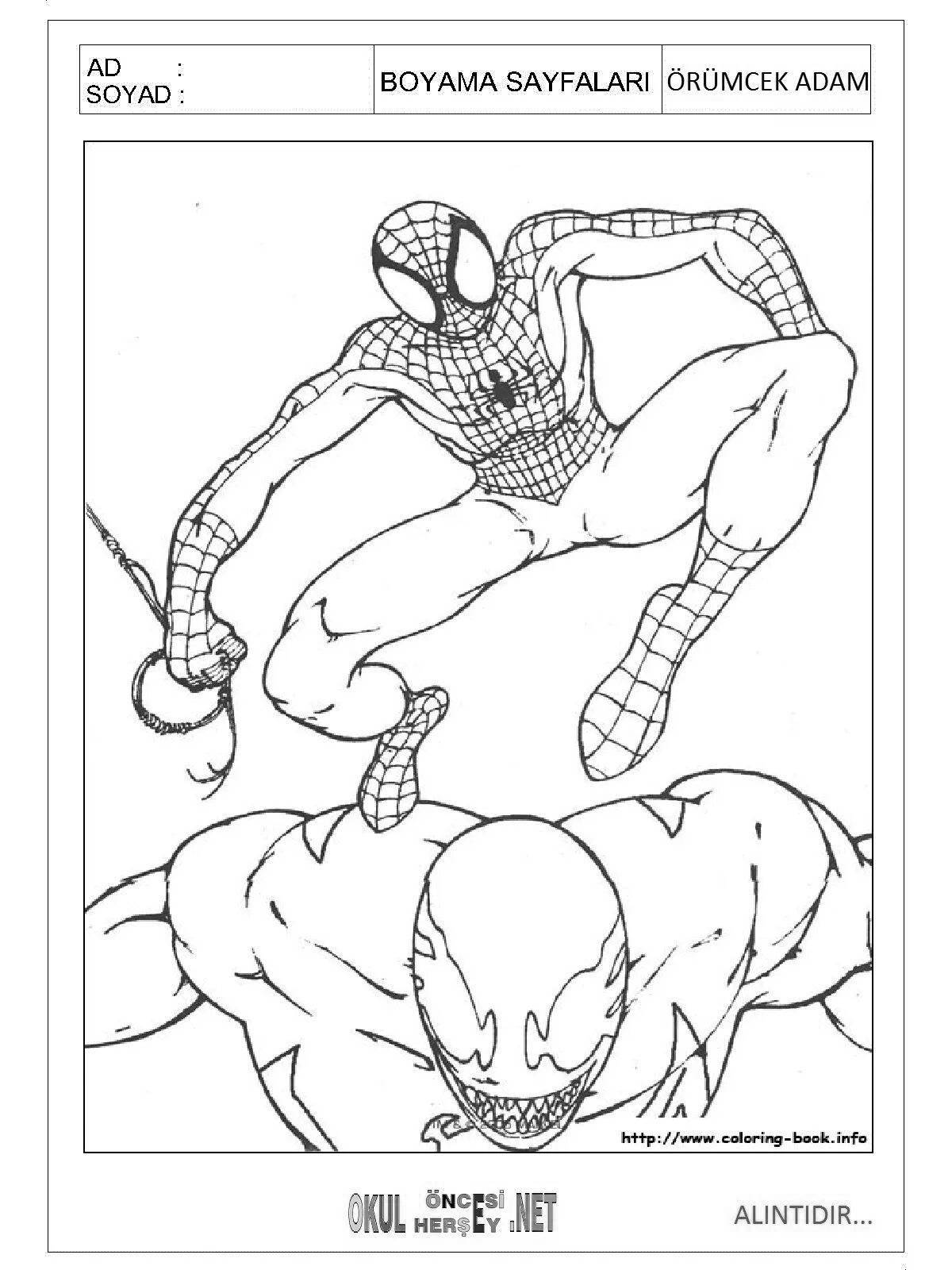 Анимированная страница раскраски зомби человека-паука