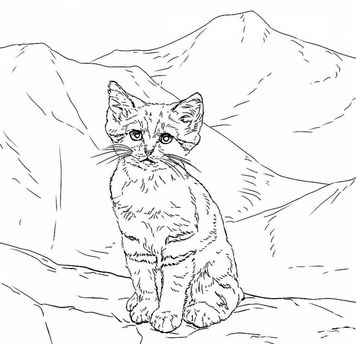 Adorable Amur forest cat coloring page