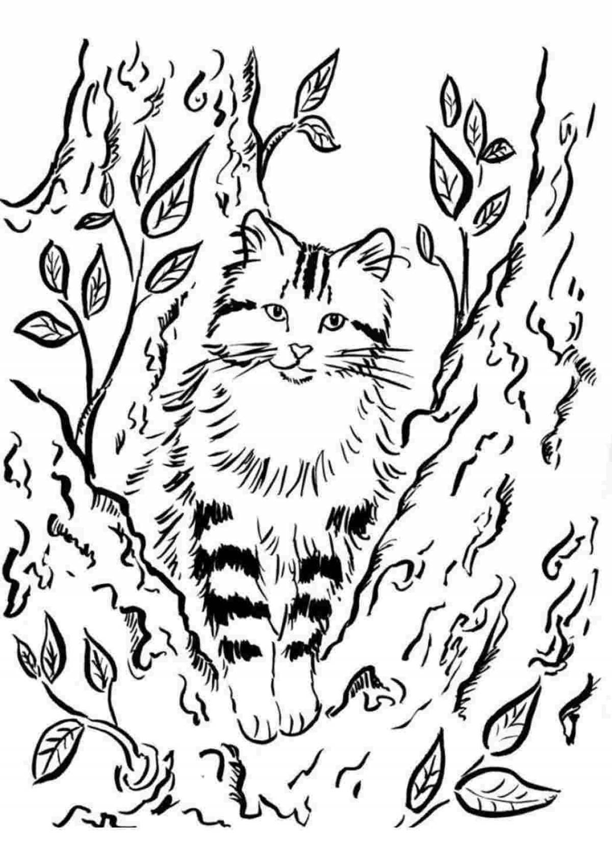 Amazing Amur forest cat coloring page