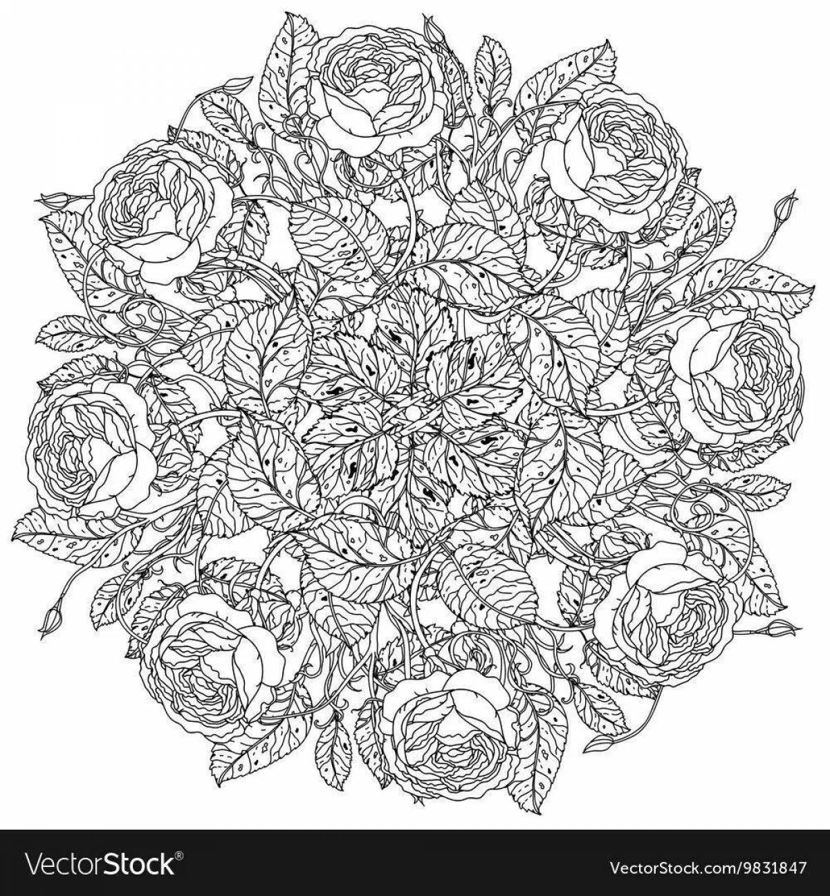 Serene coloring page anti-stress light carnations