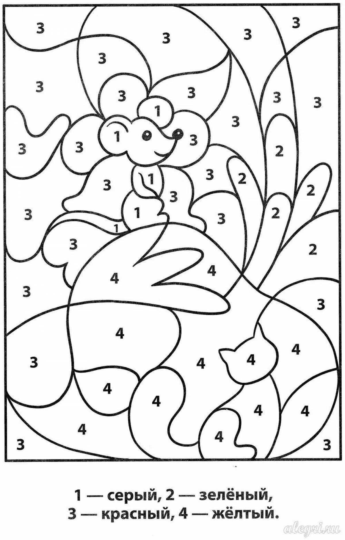 Fun coloring by numbers up to 4