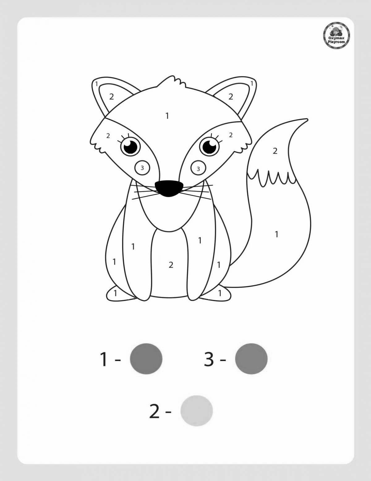 Color-riot coloring page by numbers up to 4