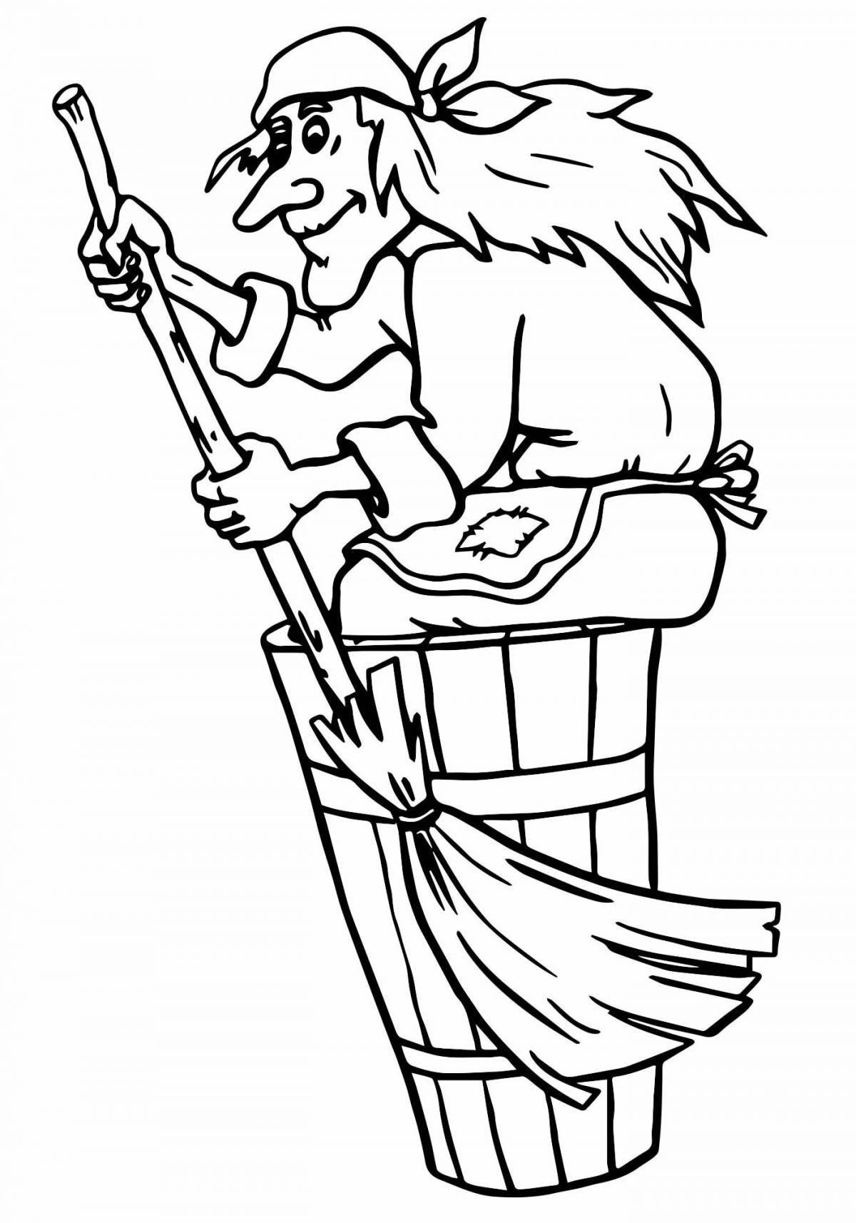 Joyful baba yaga coloring book for preschoolers