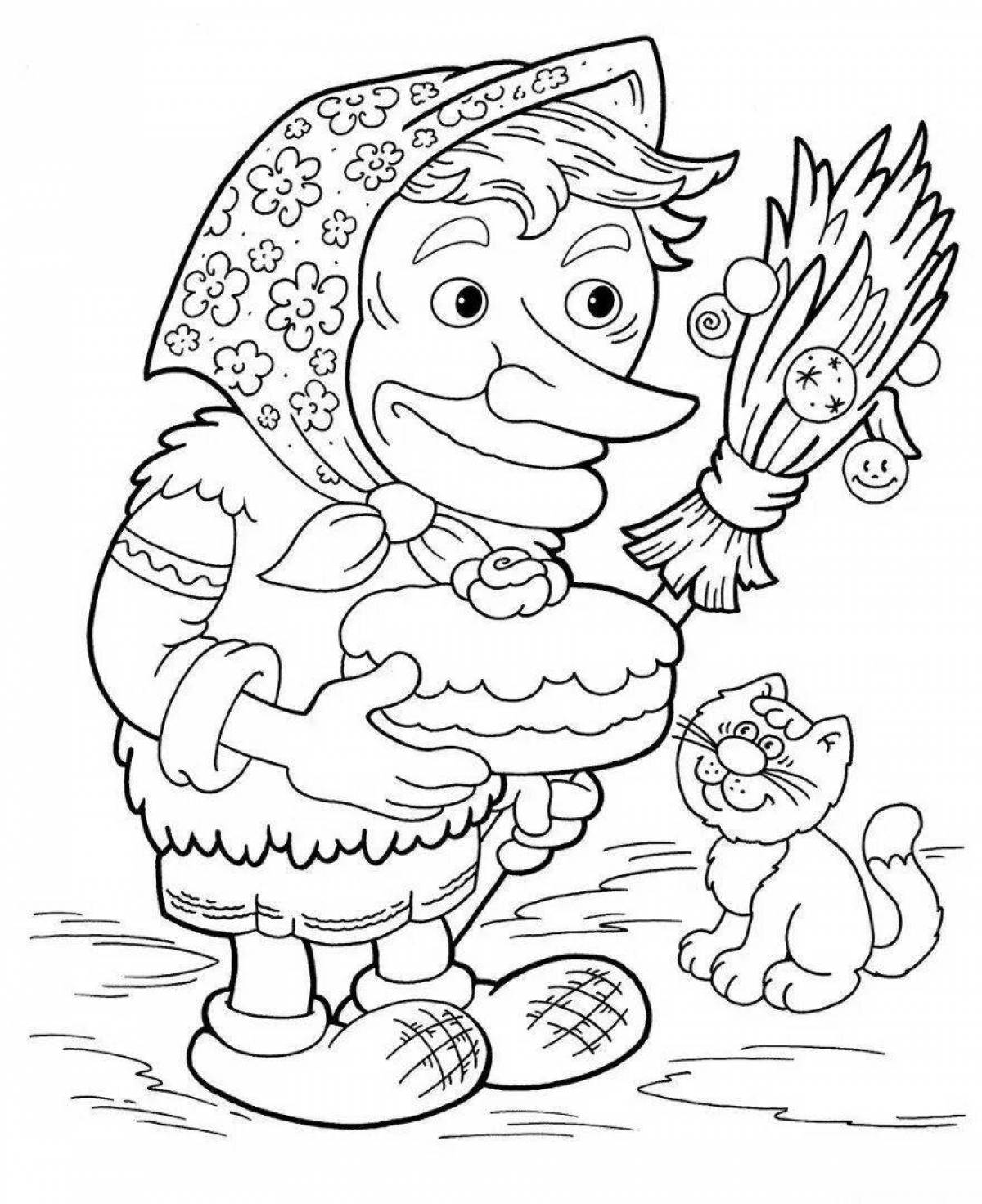Playful baba yaga coloring for juniors