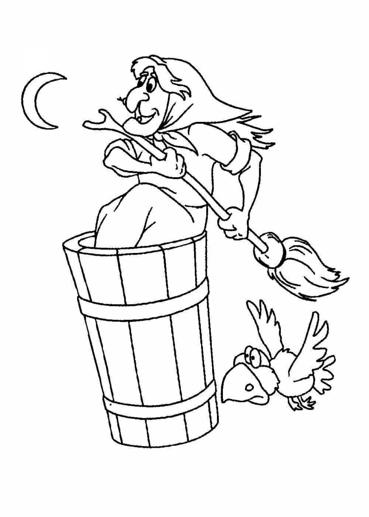 Charming baba yaga coloring book for kids