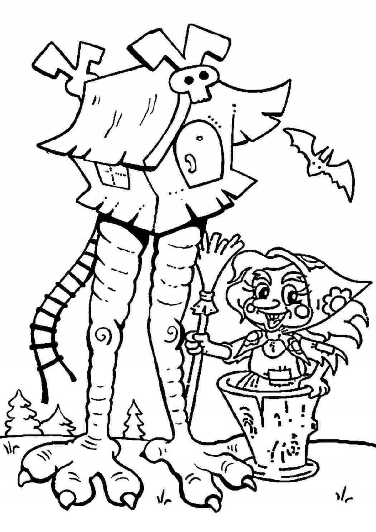 Cute baba yaga coloring book for preschoolers
