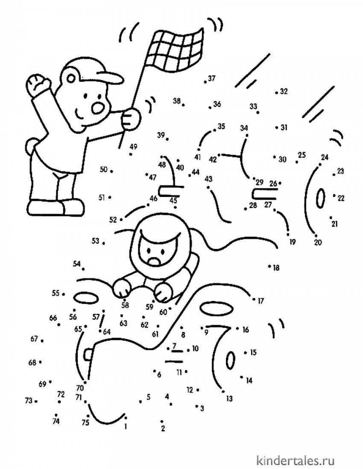 Coloring-journey coloring page from 1 to 100