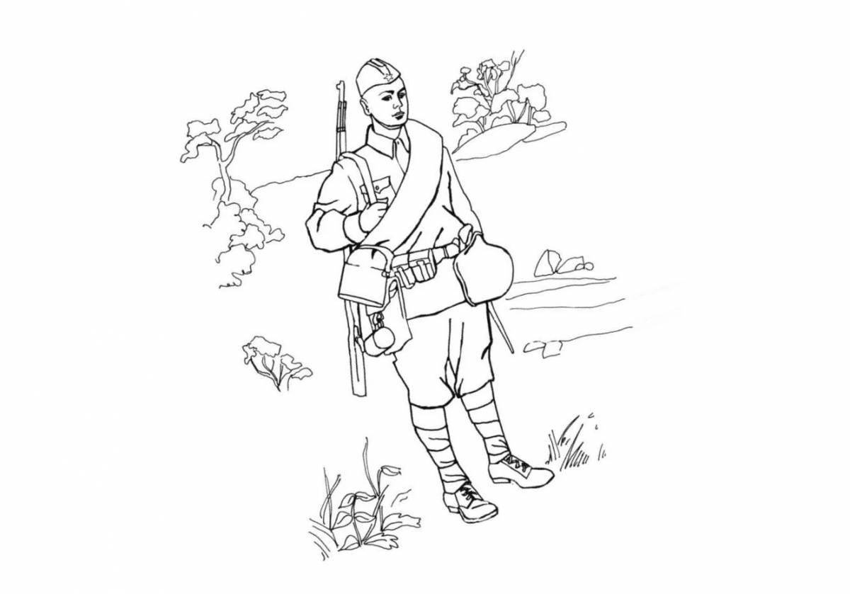 Playful war heroes coloring page for kids