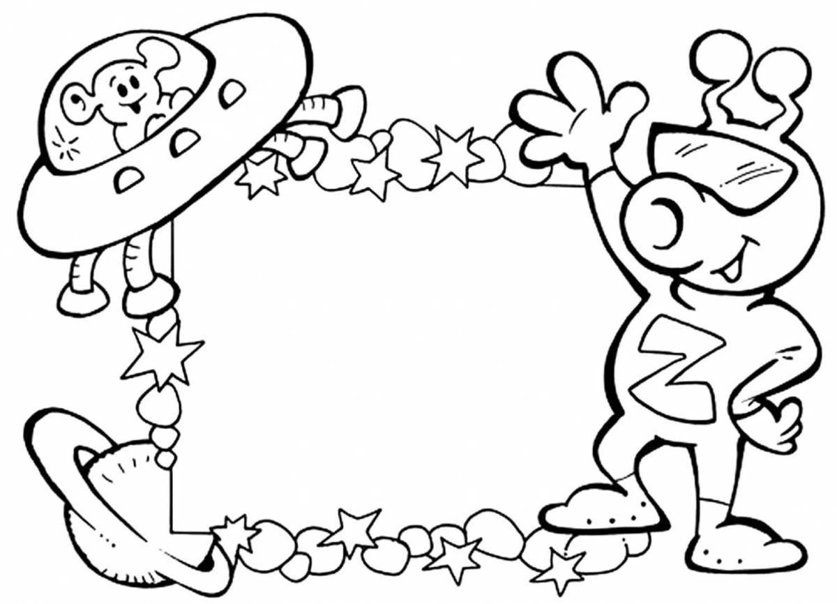 Coloring page with birthday invitation