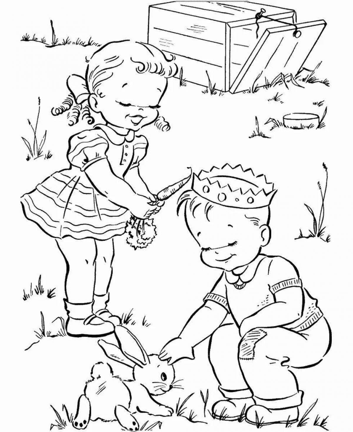 Bright nature care coloring page