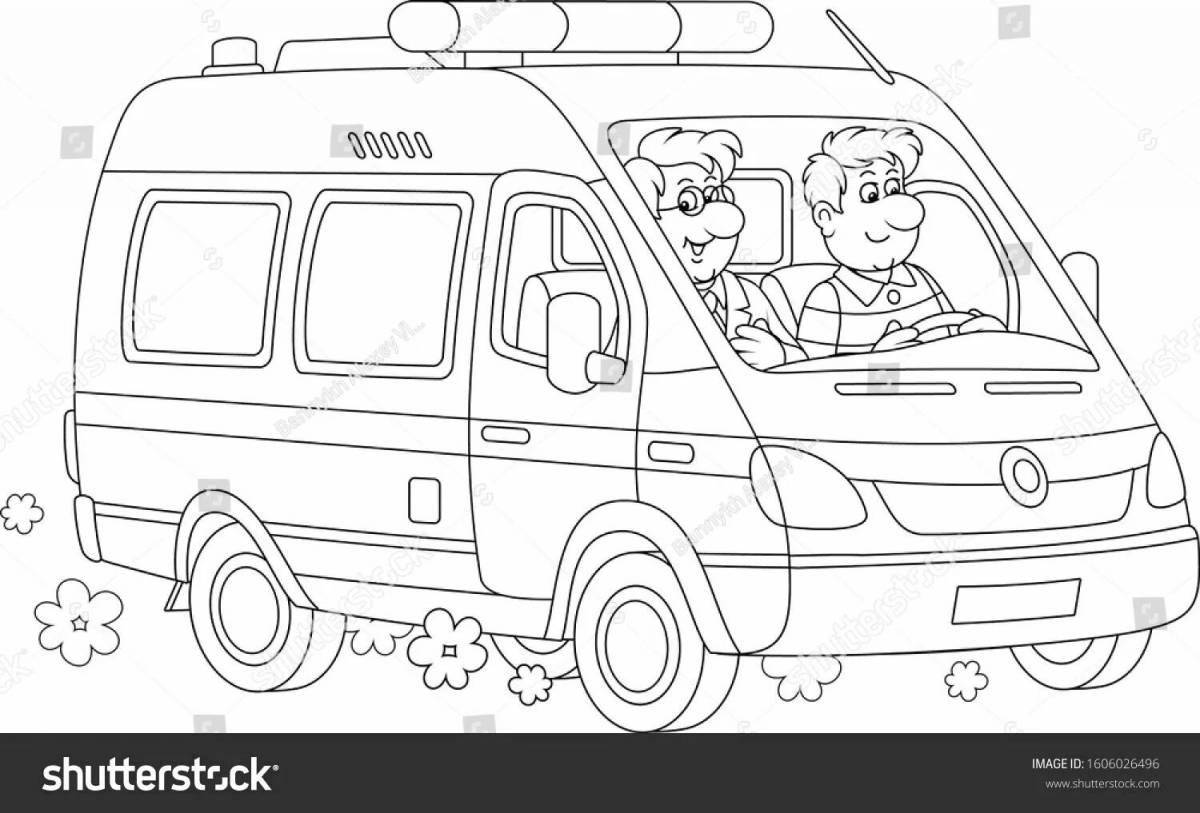 Boys ambulance playful coloring page