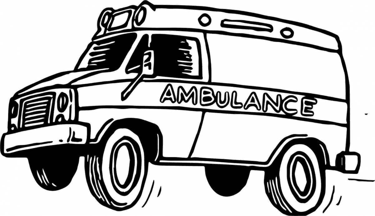 Adorable ambulance coloring book for boys