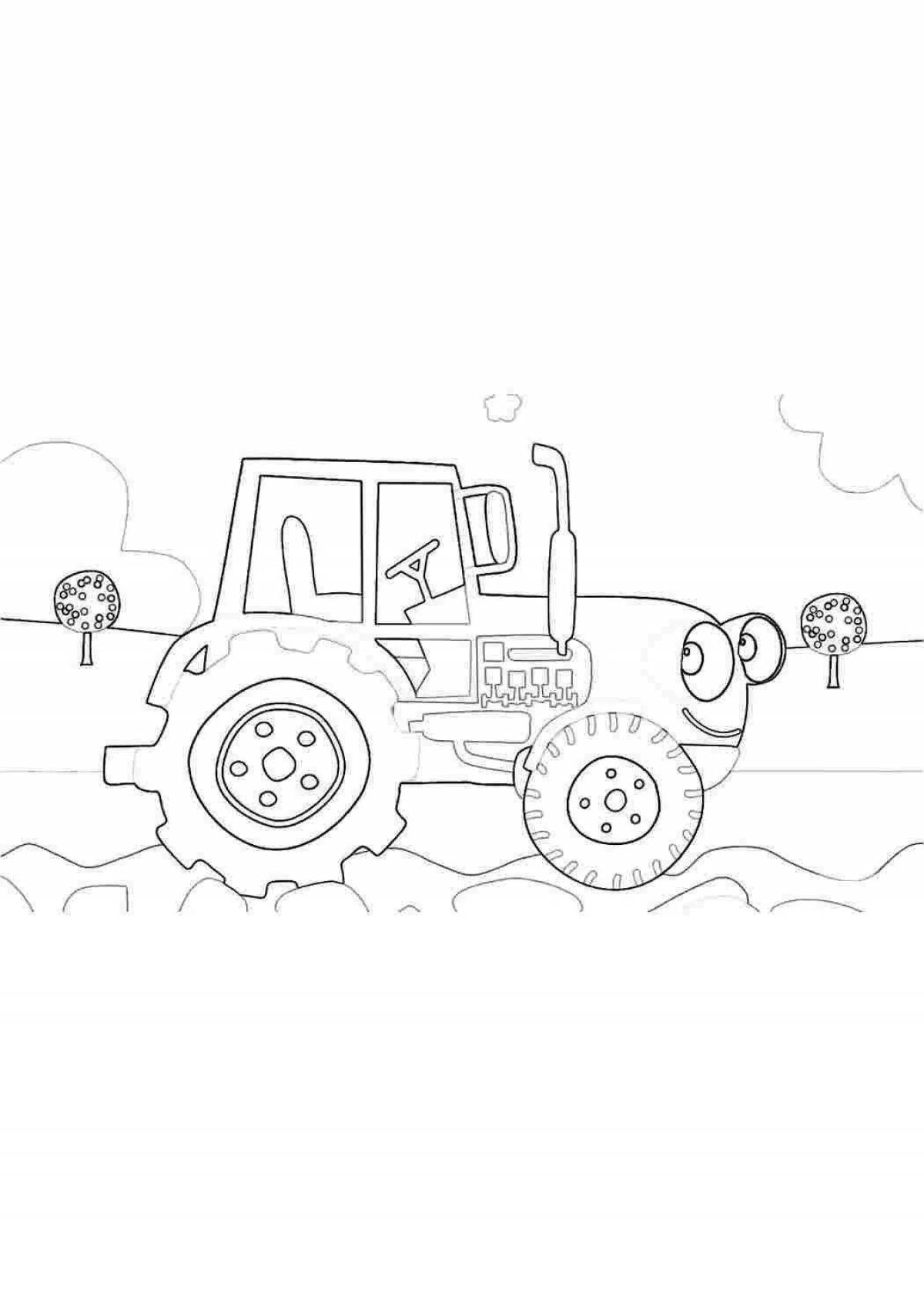 Amazing blue tractor coloring page