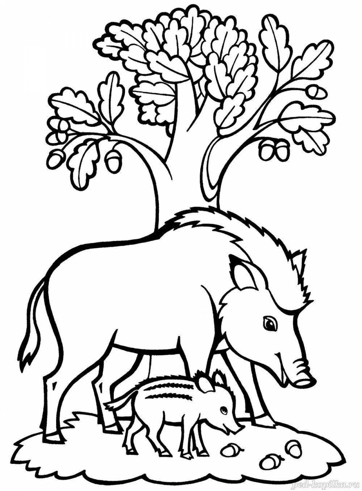 Coloring book magical forest animals for preschoolers