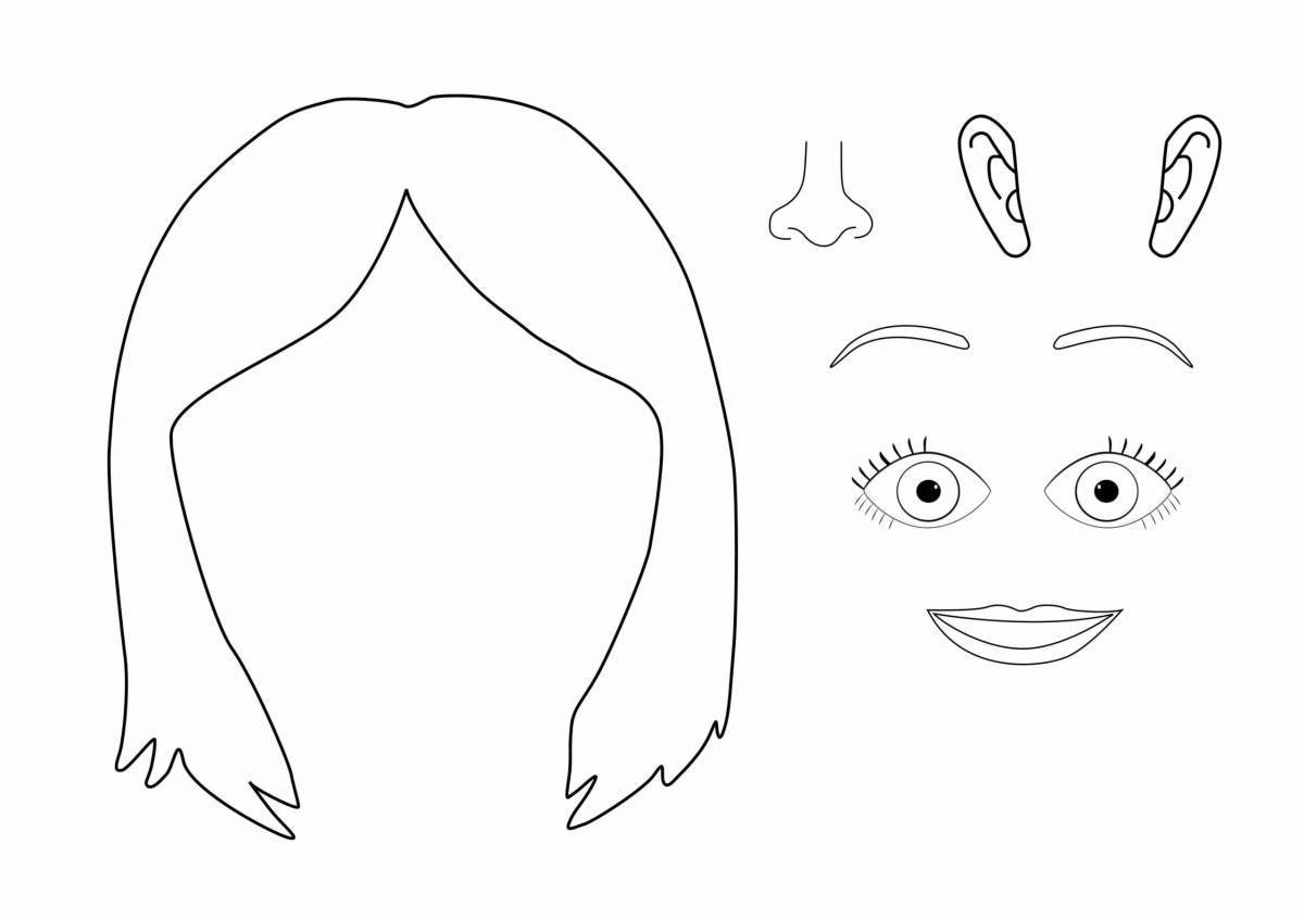 Fun parts of a face coloring for kids