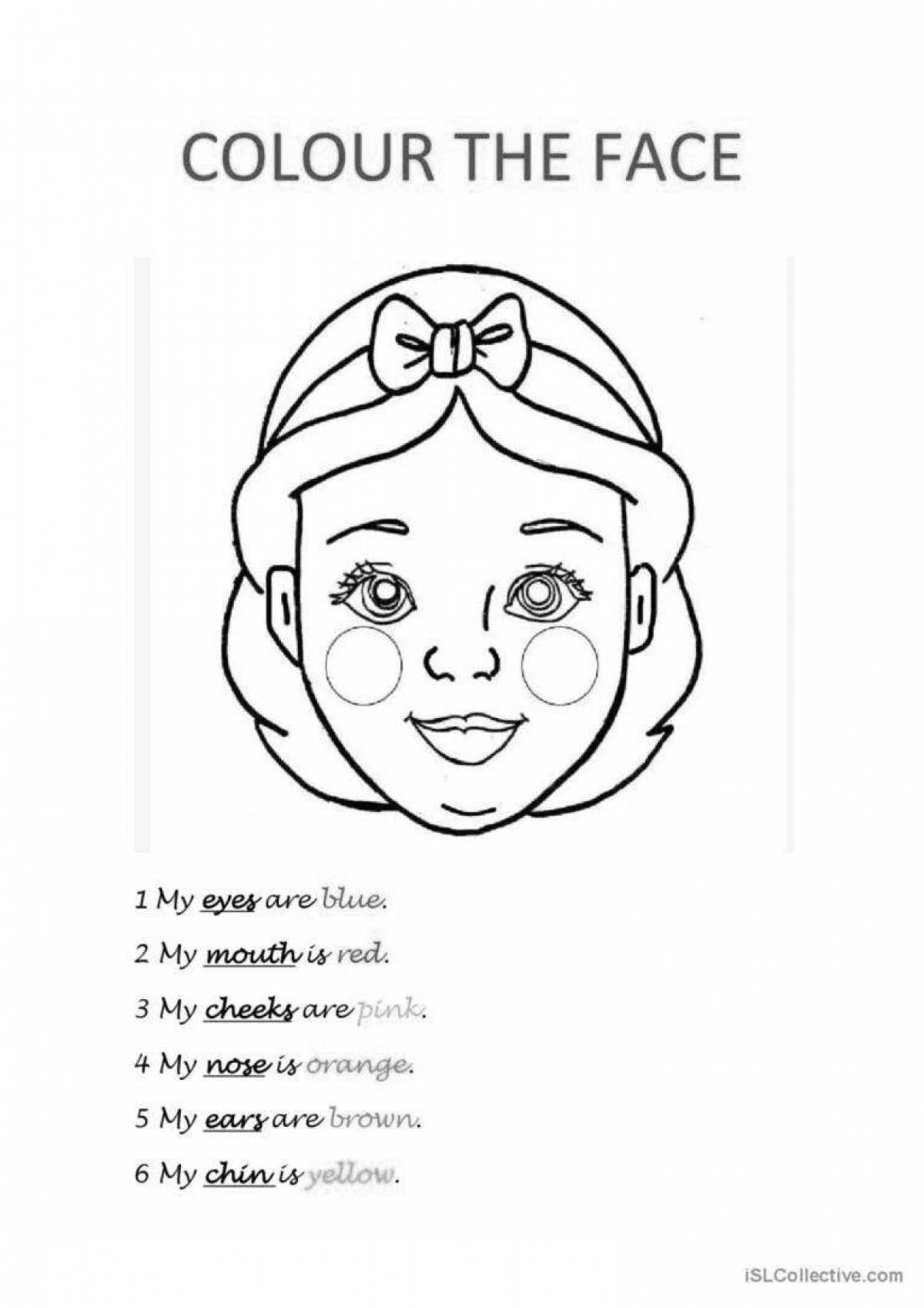 Fun parts of a face coloring page for kids