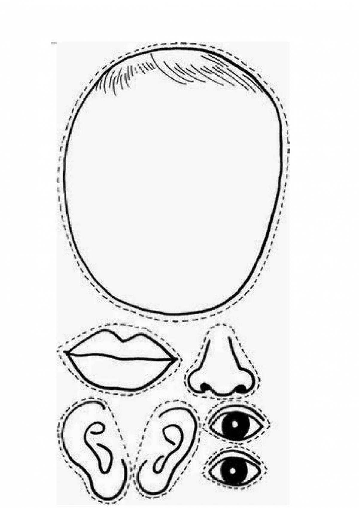 Attractive parts of a face coloring page for kids