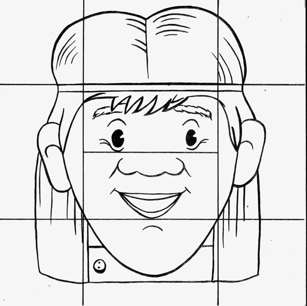 Creative parts of face coloring page for kids